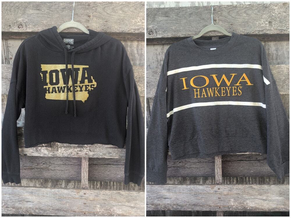 Iowa Hawkeye Bundle (2) Cropped Sweatshirt Tops Women's Large